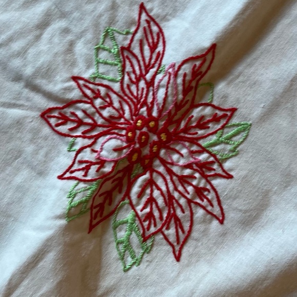 Embroidered Christmas Oval Tablecloth. 55x73. New. Handmade. Cross stitch - Picture 2 of 8